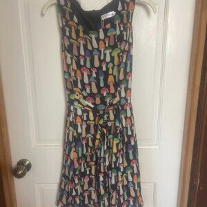 La Soul Mushroom Sleeveless Fit & Flare Dress  - S